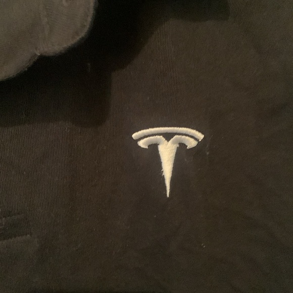 Stunning Jet Black Official Tesla Motors Polo With Silver Tesla Logo SZ Large🔥 - Picture 2 of 5